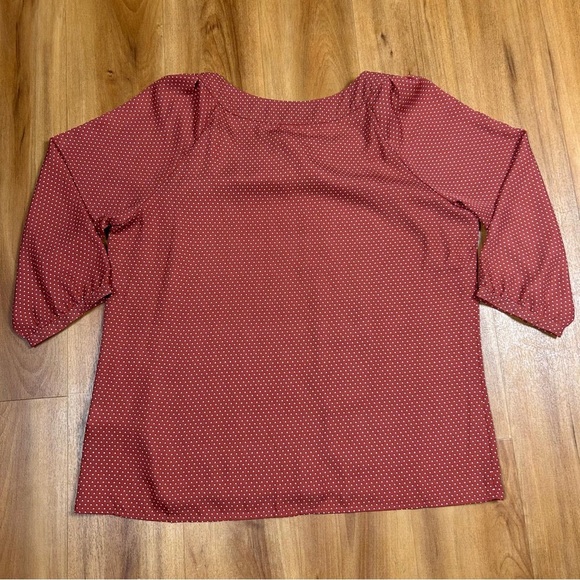 Sara Michelle Orange and White Cuffed 3/4 Sleeve Blouse with Tie Front - Picture 2 of 9